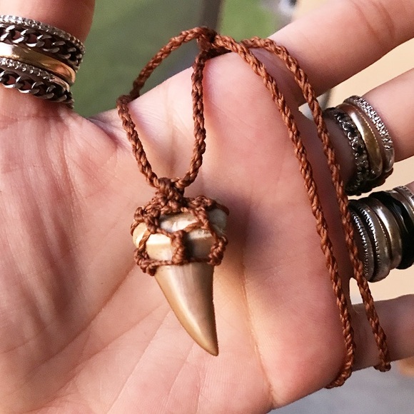 SOLD shark tooth light brown copper necklace - Picture 2 of 8